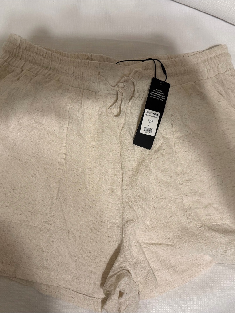 Fashion Nova Women's Natural Linen-Blend Drawstring Shorts